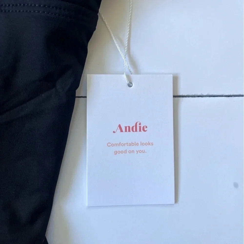 NWT Andie Black One Piece Swimsuit, Adjustable Straps, Scoop Neck, Woman Size S - Picture 3 of 7